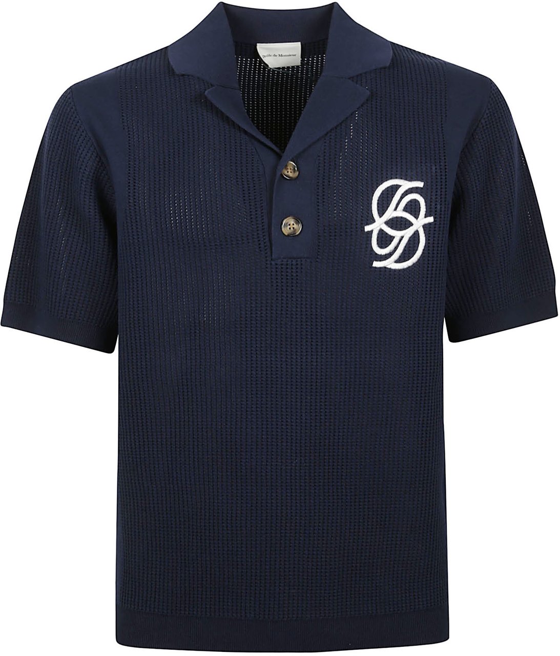 Drôle de Monsieur Short Sleeve Monogramme Polo Shirt Blue Blauw