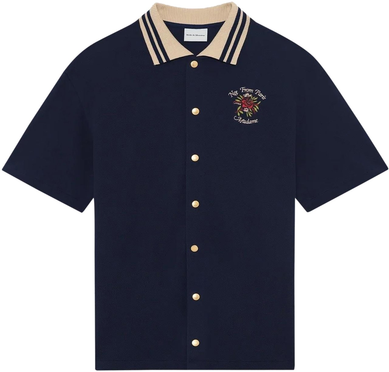 Drôle de Monsieur Heren Chemise Piquée Slogan Rose Blauw