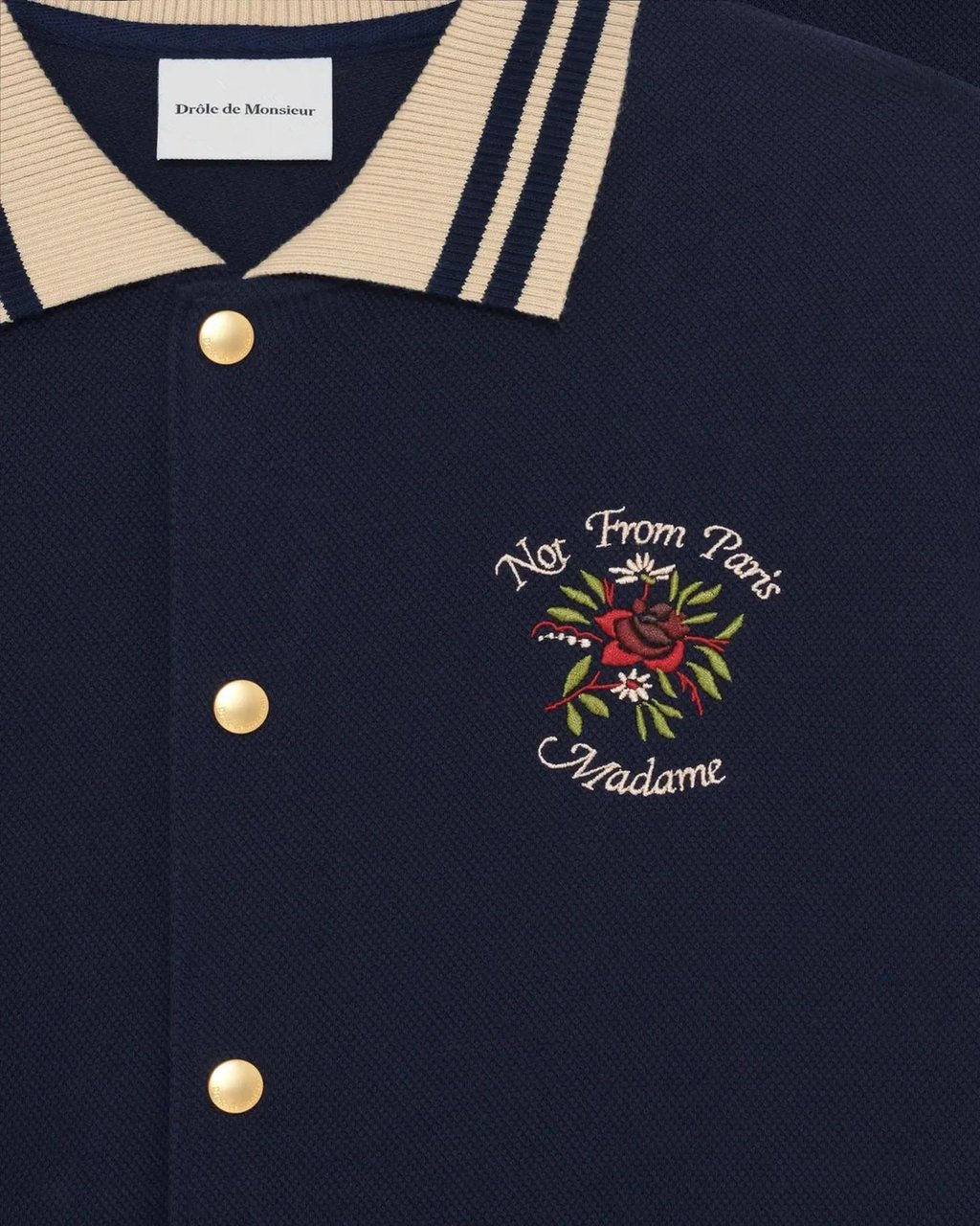 Drôle de Monsieur Heren Chemise Piquée Slogan Rose Blauw