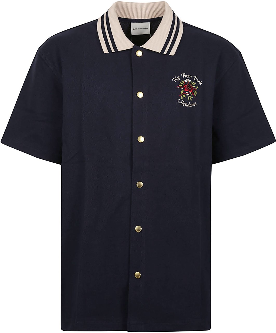 Drôle de Monsieur Short Sleeve Slogan Rose Shirt Blue Blauw