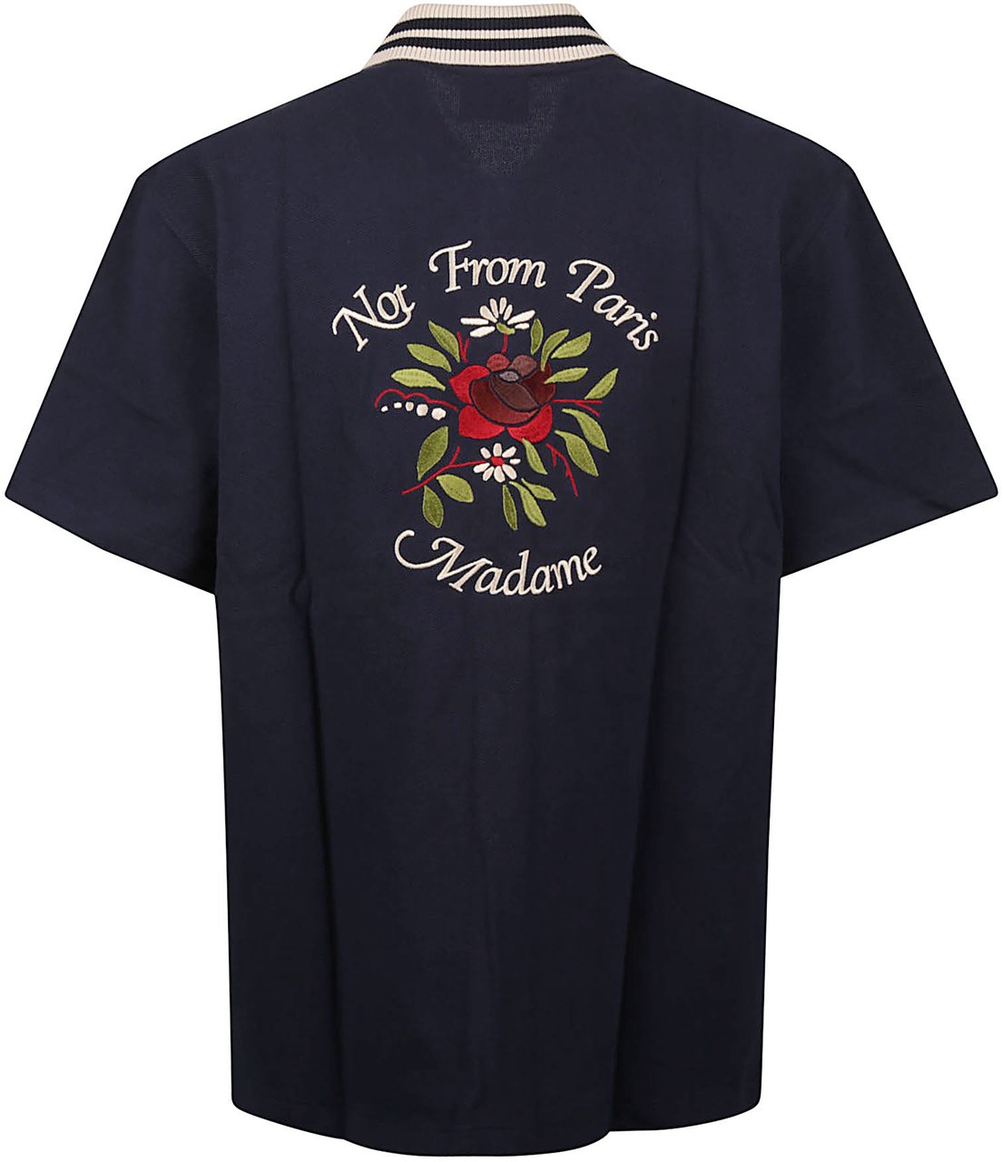 Drôle de Monsieur Short Sleeve Slogan Rose Shirt Blue Blauw