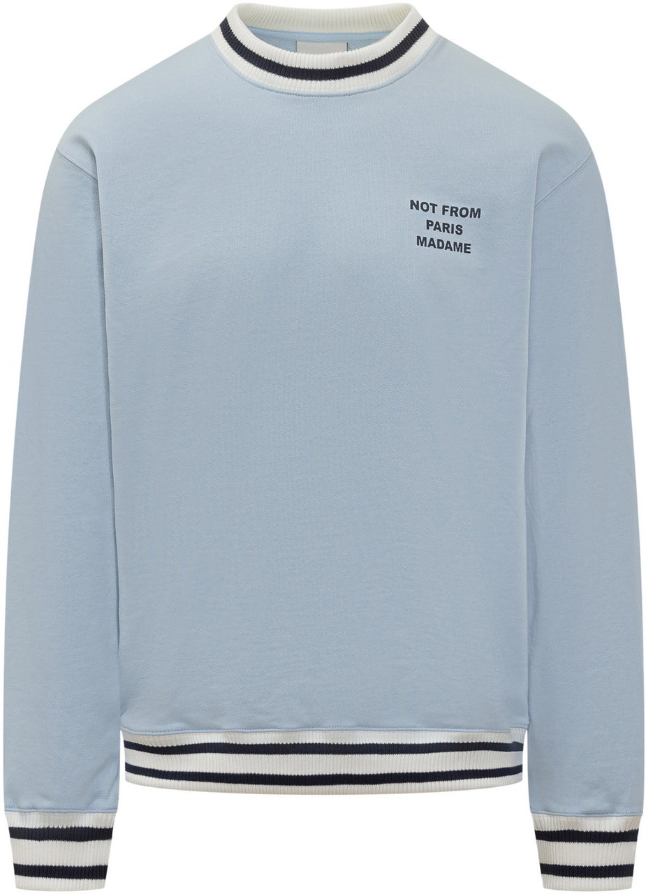 Drôle de Monsieur Felpa Girocollo Con Bordini A Righe Lichtblauw