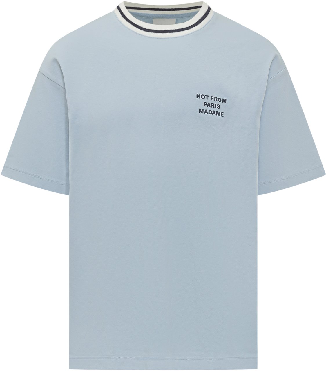 Drôle de Monsieur T-shirt Oversize Con Stampa Testuale Lichtblauw