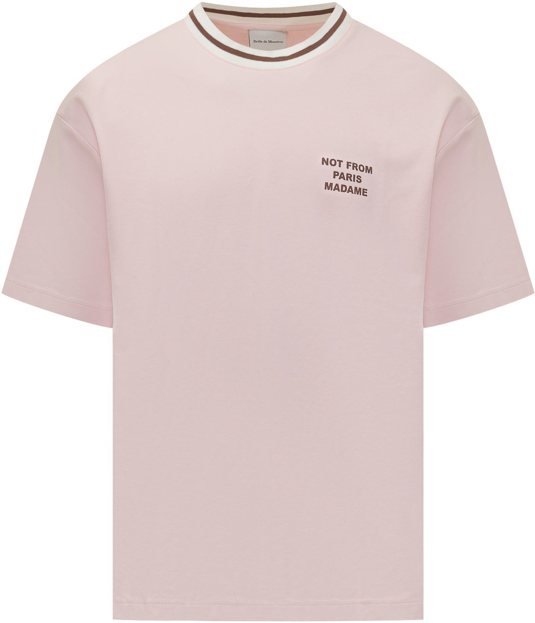 Drôle de Monsieur T-shirt Oversize Con Stampa Testuale Roze
