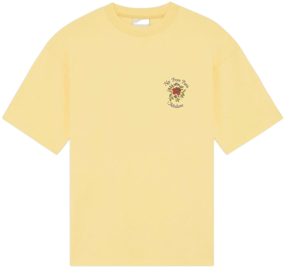 Drôle de Monsieur T-Shirt Slogan Rose Yellow Geel
