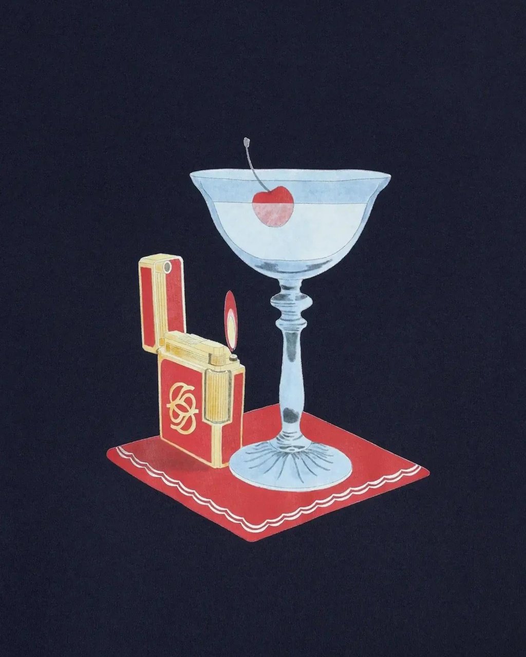 Drôle de Monsieur Heren Cocktail T-Shirt Blauw Blauw