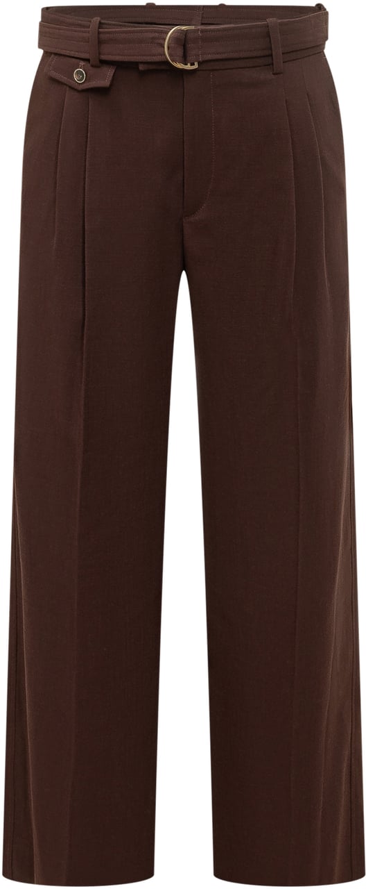 Drôle de Monsieur Pantalone Largo Marrone con Cintura Bruin