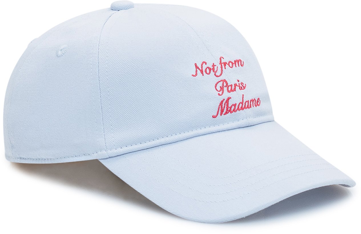 Drôle de Monsieur Cappello con Ricamo Slogan Lichtblauw