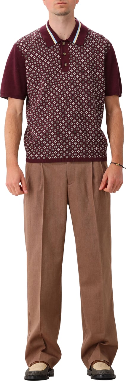 Drôle de Monsieur Drôle de Monsieur Gebreide Polo Rood Jacquard Cravate Rood