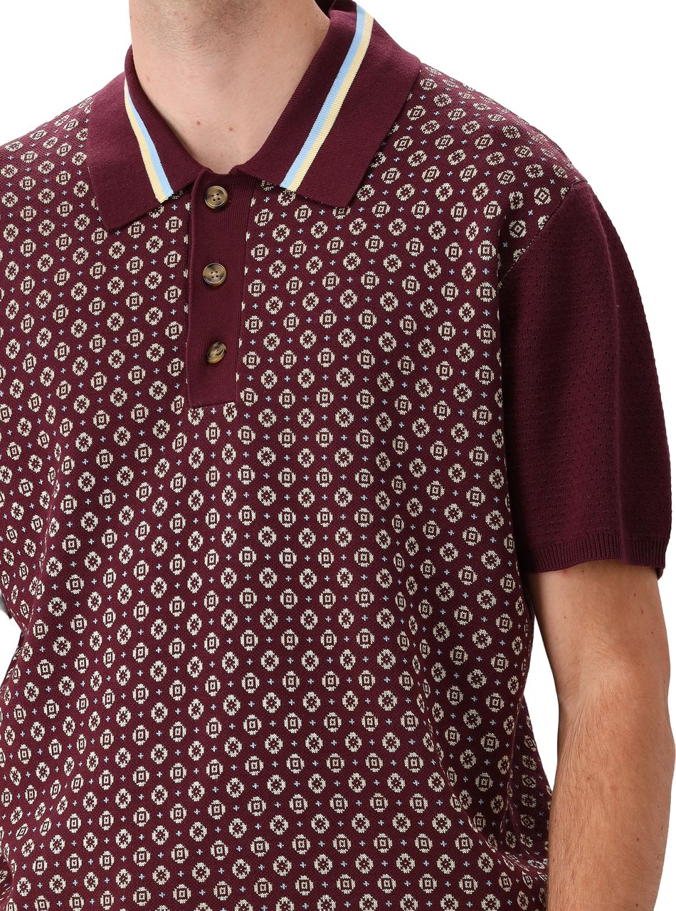 Drôle de Monsieur Drôle de Monsieur Gebreide Polo Rood Jacquard Cravate Rood