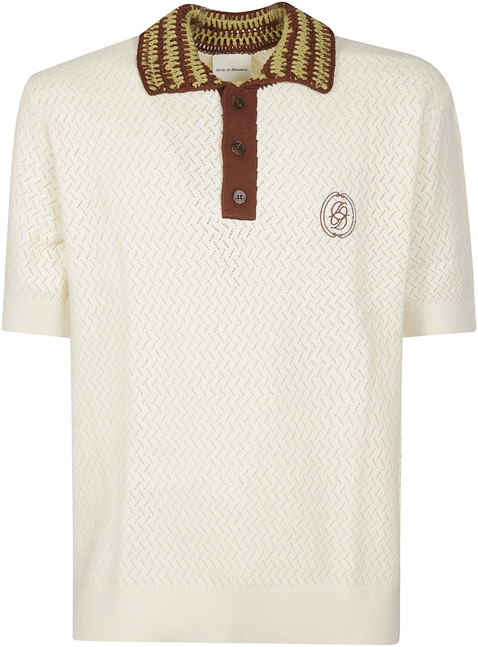 Drôle de Monsieur Short Sleeve Polo Shirt White Wit