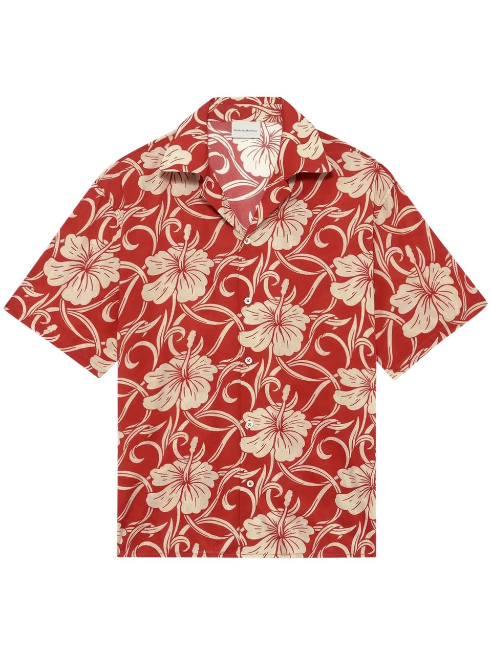 Drôle de Monsieur Hibiscus Floral Short-Sleeved Shirt with Classic Collar Neutraal
