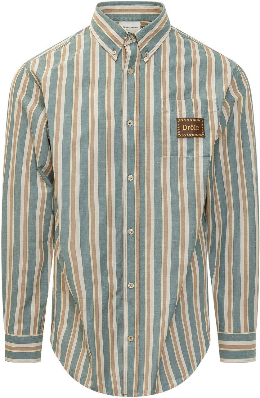 Drôle de Monsieur Camicia a Righe con Tasca sul Petto Bruin