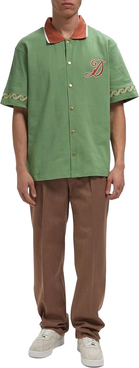 Drôle de Monsieur Heren Chemise Drôle Sport Brodée Groen
