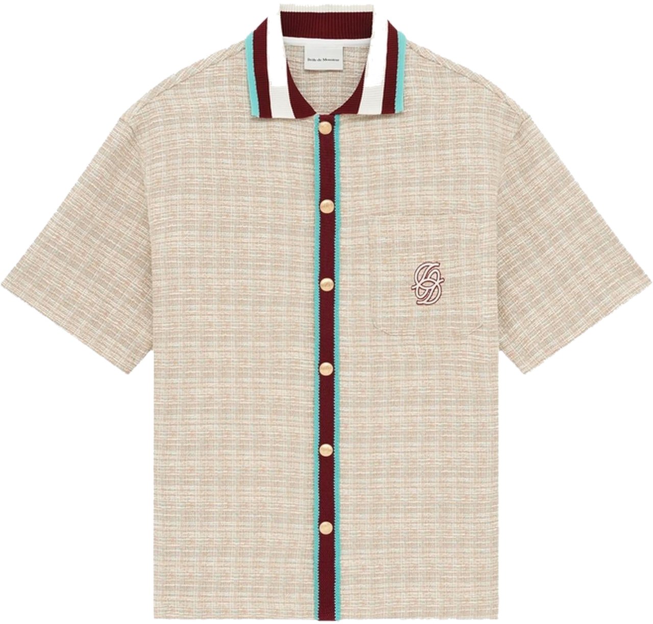 Drôle de Monsieur Heren Chemise En Tweed D Miroir Beige