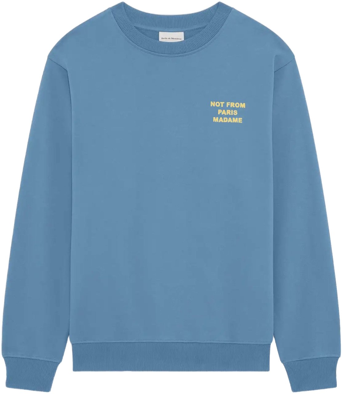 Drôle de Monsieur Light Blue Slogan Crewneck Sweatshirt Blauw