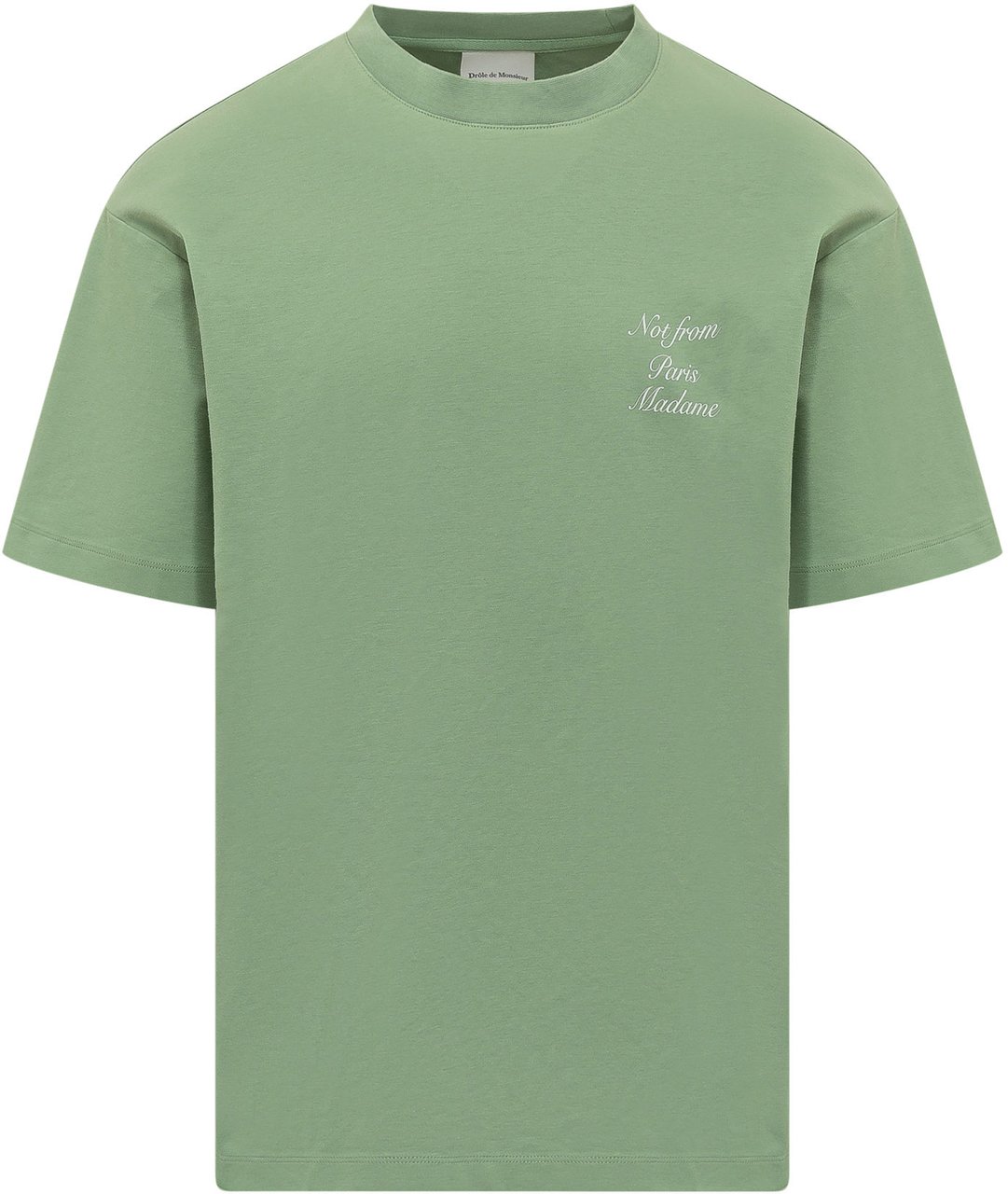 Drôle de Monsieur T-shirt Verde con Slogan Ricamato Lime