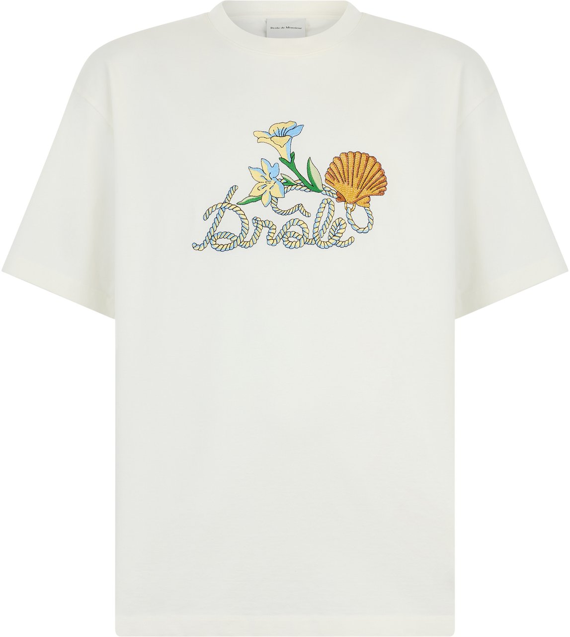 Drôle de Monsieur T-shirt with embroidery Wit