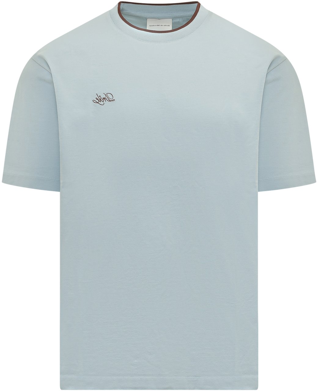 Drôle de Monsieur T-shirt Azzurra con Logo Ricamato Lichtblauw