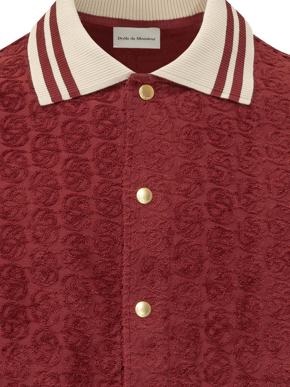 Drôle de Monsieur Camicia Monogram a Maniche Corte Maroon