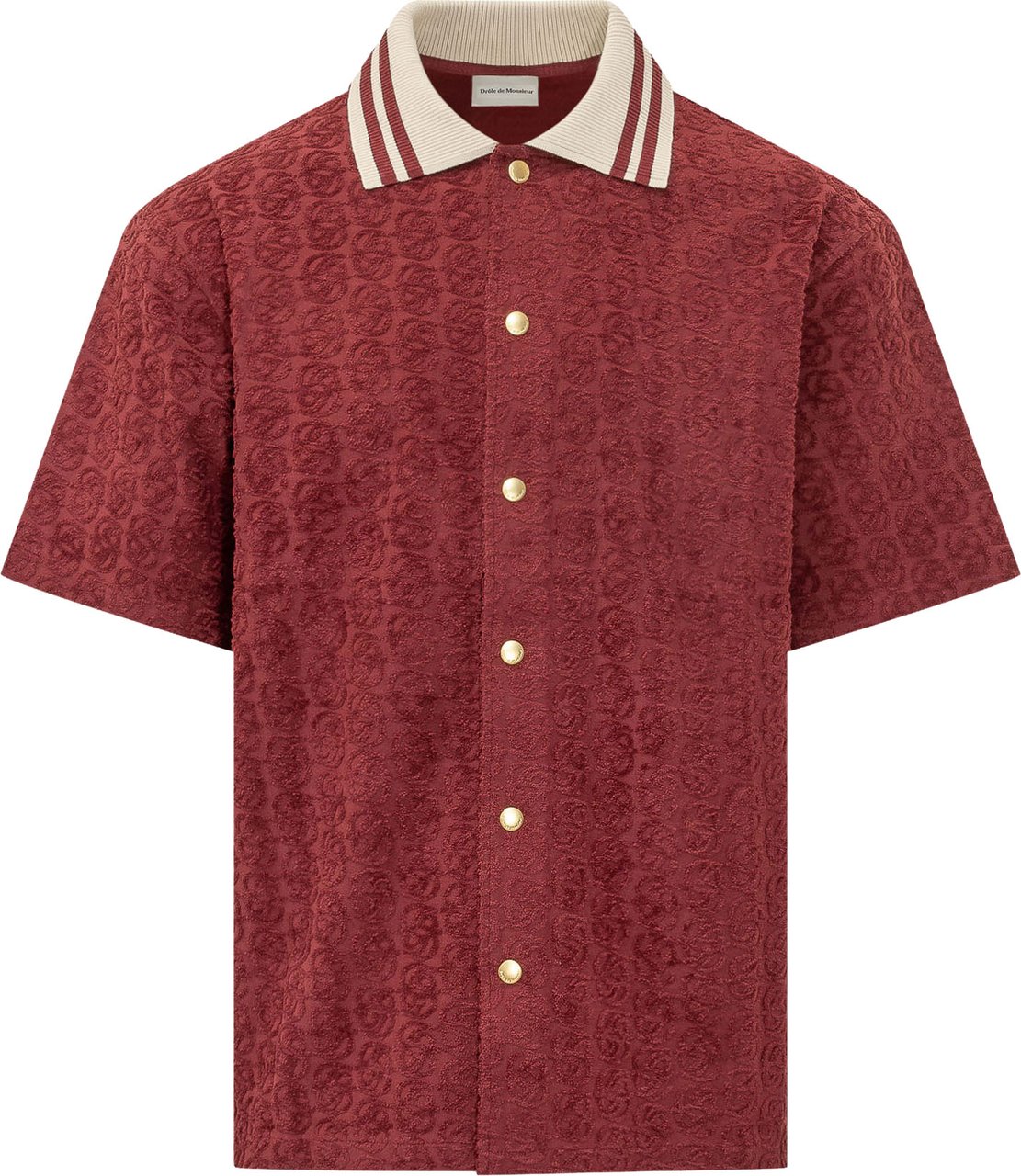 Drôle de Monsieur Camicia Monogram a Maniche Corte Maroon
