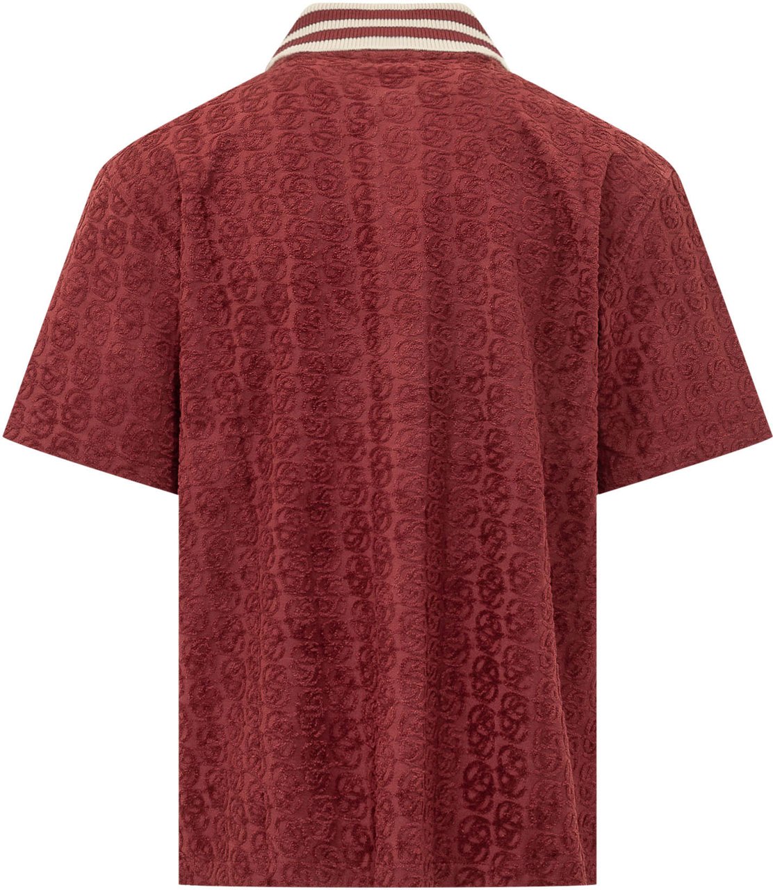 Drôle de Monsieur Camicia Monogram a Maniche Corte Maroon