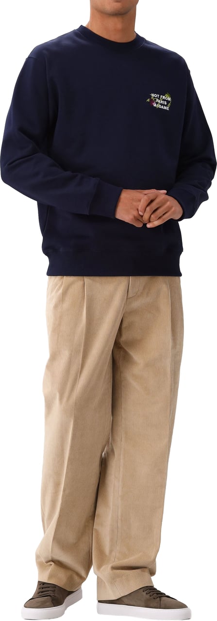 Drôle de Monsieur Drôle de Monsieur Sweater Blauw Vine Embroidered Slogan Blauw