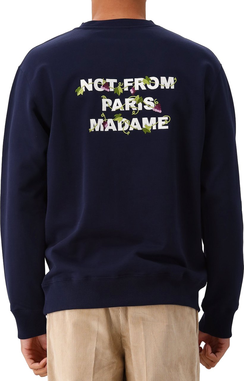 Drôle de Monsieur Drôle de Monsieur Sweater Blauw Vine Embroidered Slogan Blauw