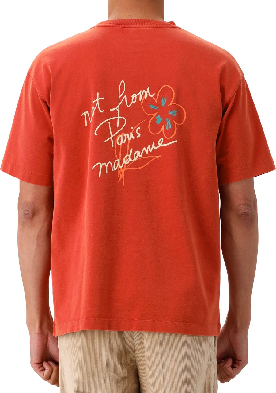 Drôle de Monsieur T-shirt Rood Esquisse Slogan Rood