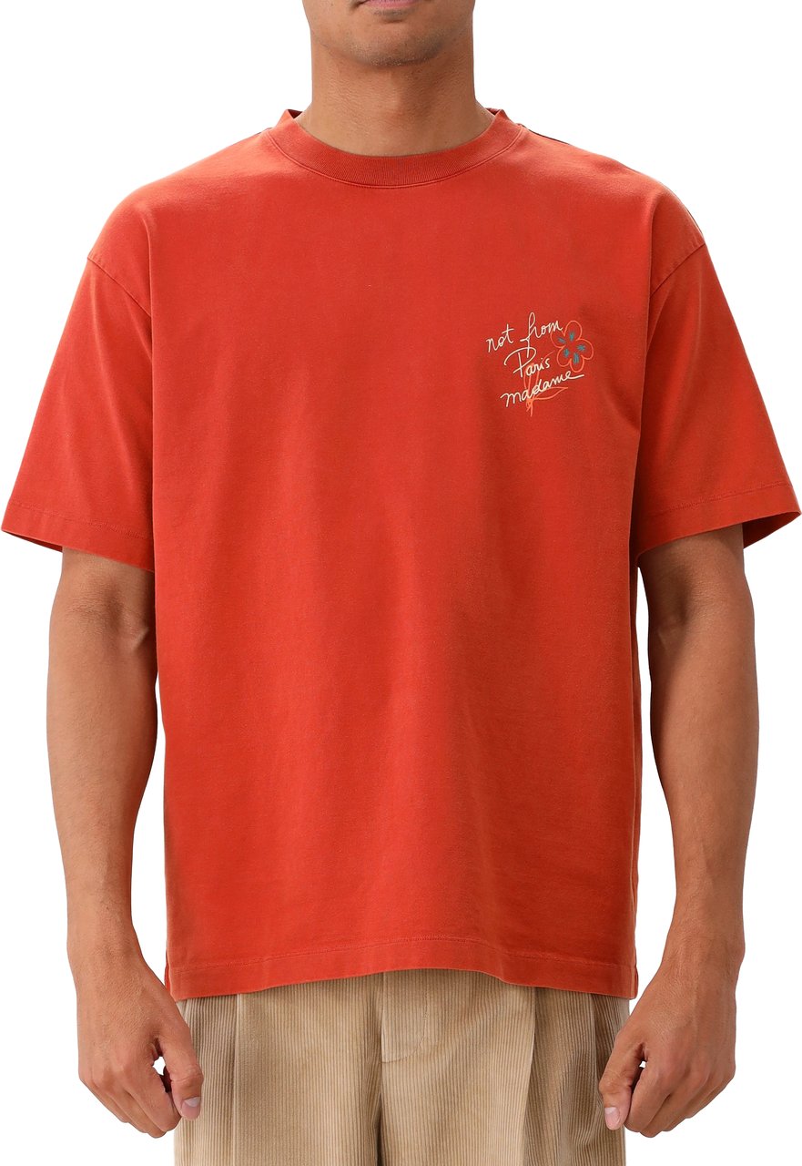 Drôle de Monsieur T-shirt Rood Esquisse Slogan Rood