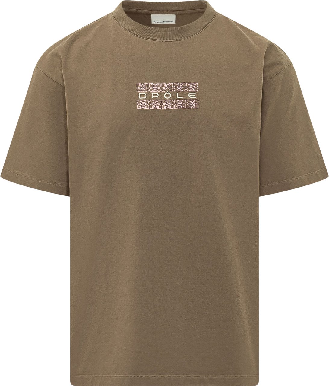 Drôle de Monsieur T-shirt Ornements con Ricamo Taupe