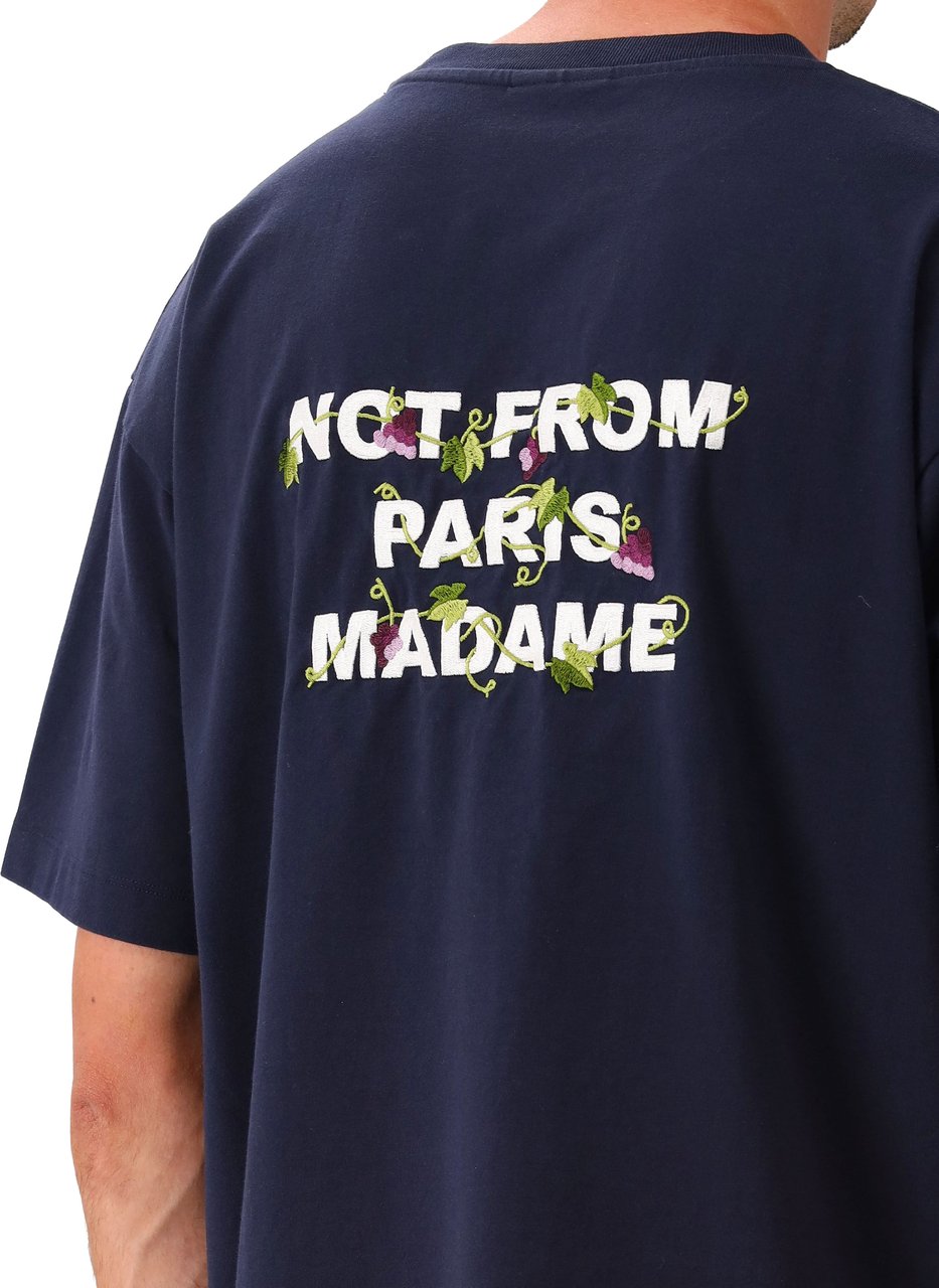 Drôle de Monsieur Drôle de Monsieur T-shirt Blauw Vine Embroidered Slogan Blauw