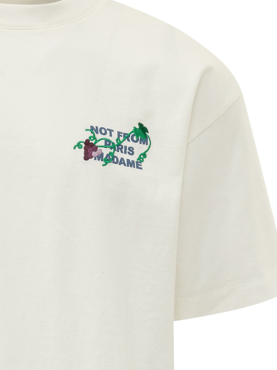 Drôle de Monsieur T-shirt Vine Slogan con Ricamo Wit