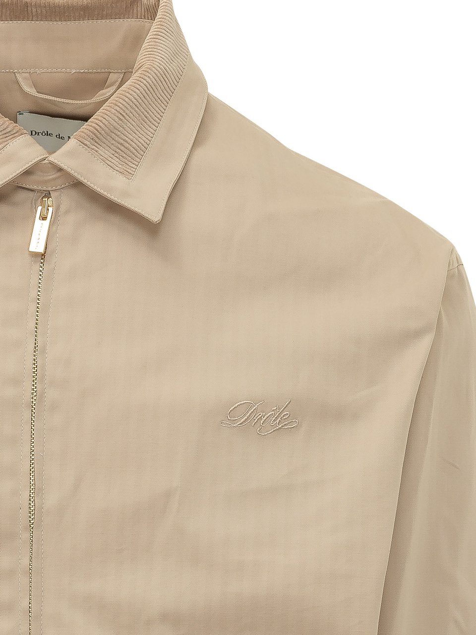 Drôle de Monsieur Giacca con Zip e Logo Ricamato Beige
