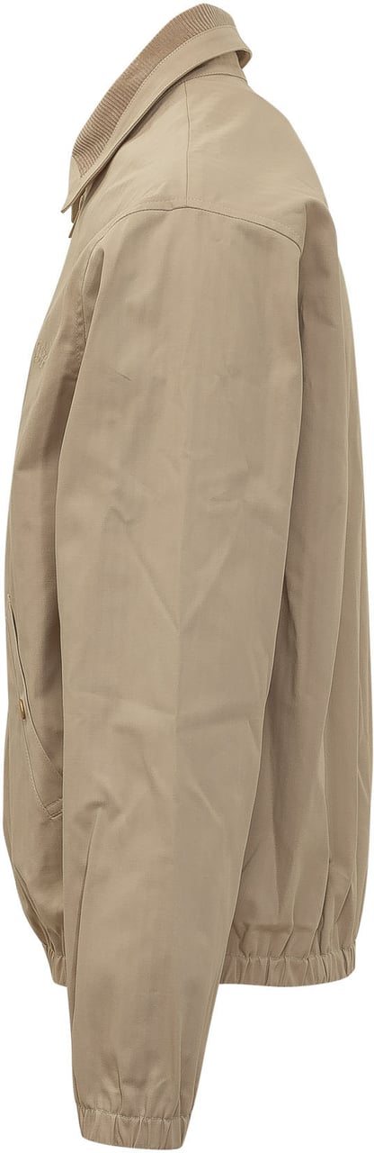 Drôle de Monsieur Giacca con Zip e Logo Ricamato Beige