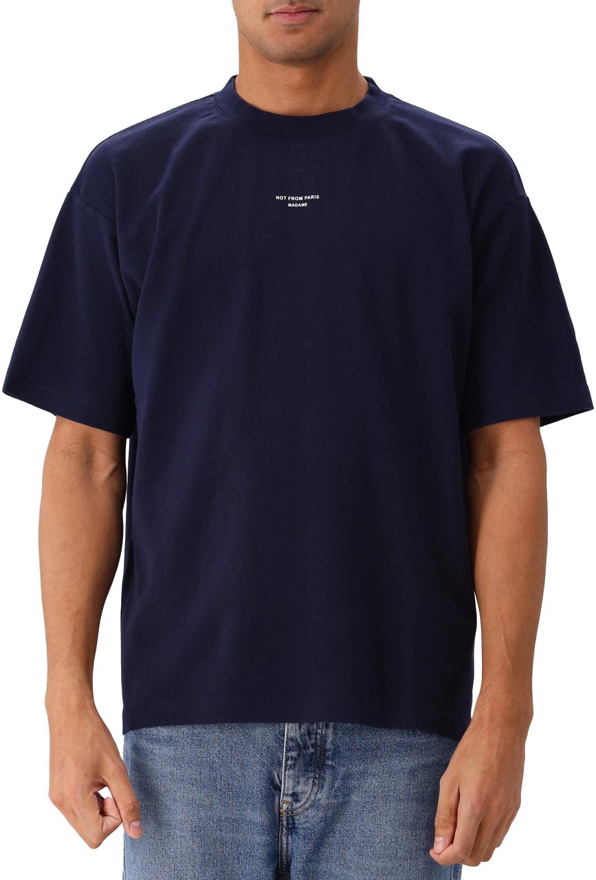 Drôle de Monsieur Drôle de Monsieur T-shirt Blauw Classique Slogan Blauw