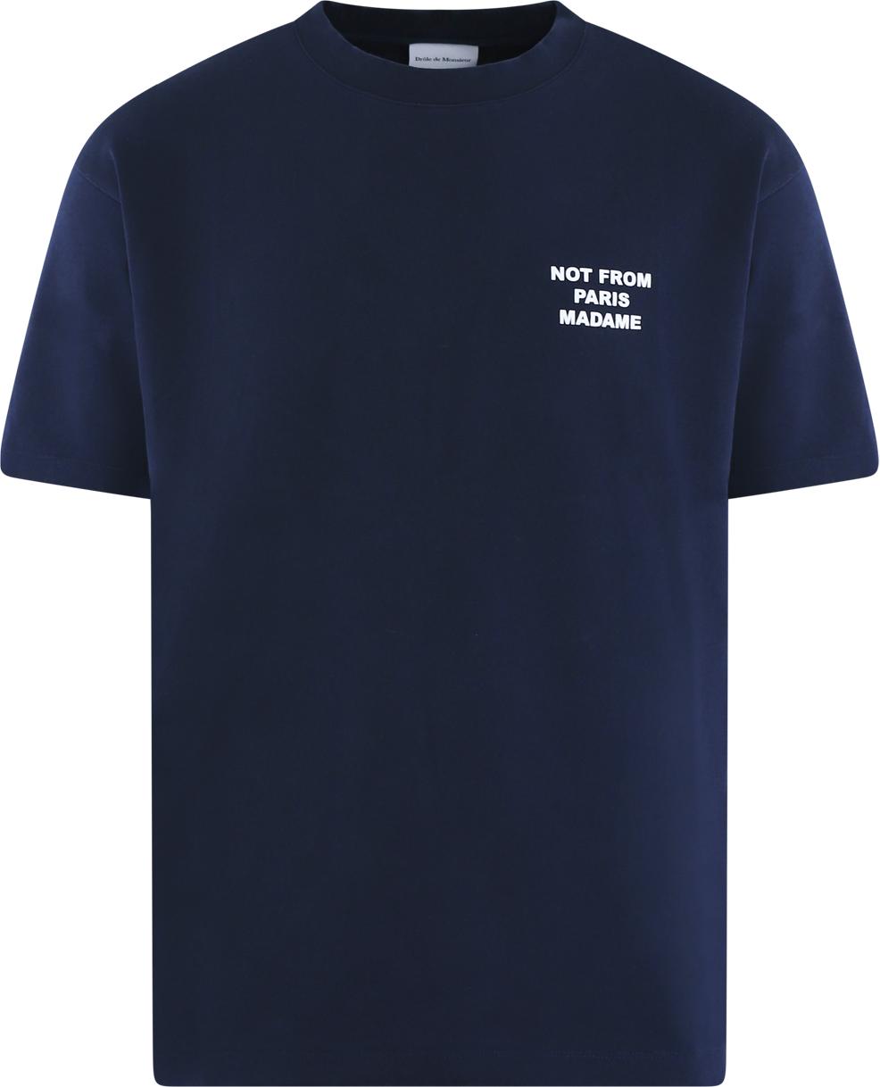 Drôle de Monsieur Heren Slogan T-Shirt Blauw Blauw