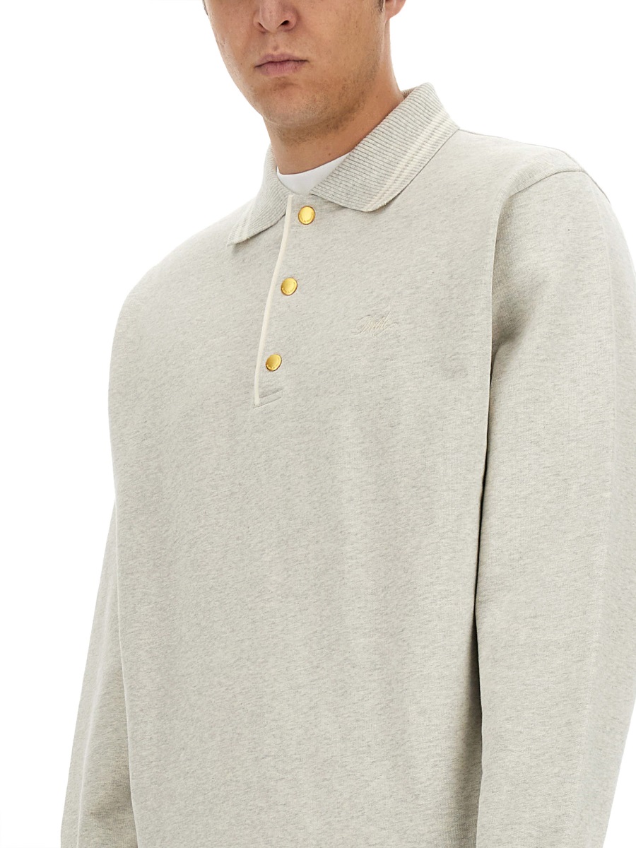 Drôle de Monsieur Textured Cotton Gold Buttons Sweatshirt Wit