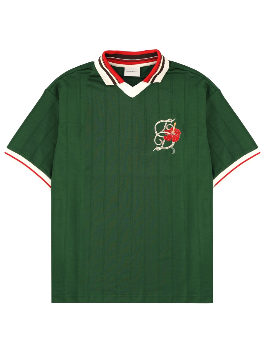 Drôle de Monsieur Green D Hibiscus Polyester-Blend Polo Shirt Zwart