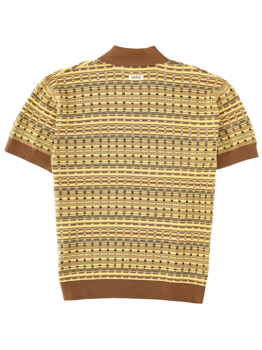 Drôle de Monsieur Brown Maille Coogie Geometric Polo Shirt Bruin