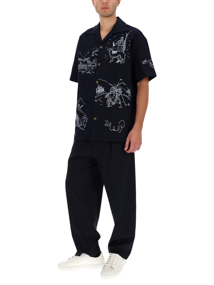 Drôle de Monsieur Intricately Embroidered Cotton Shirt Zwart