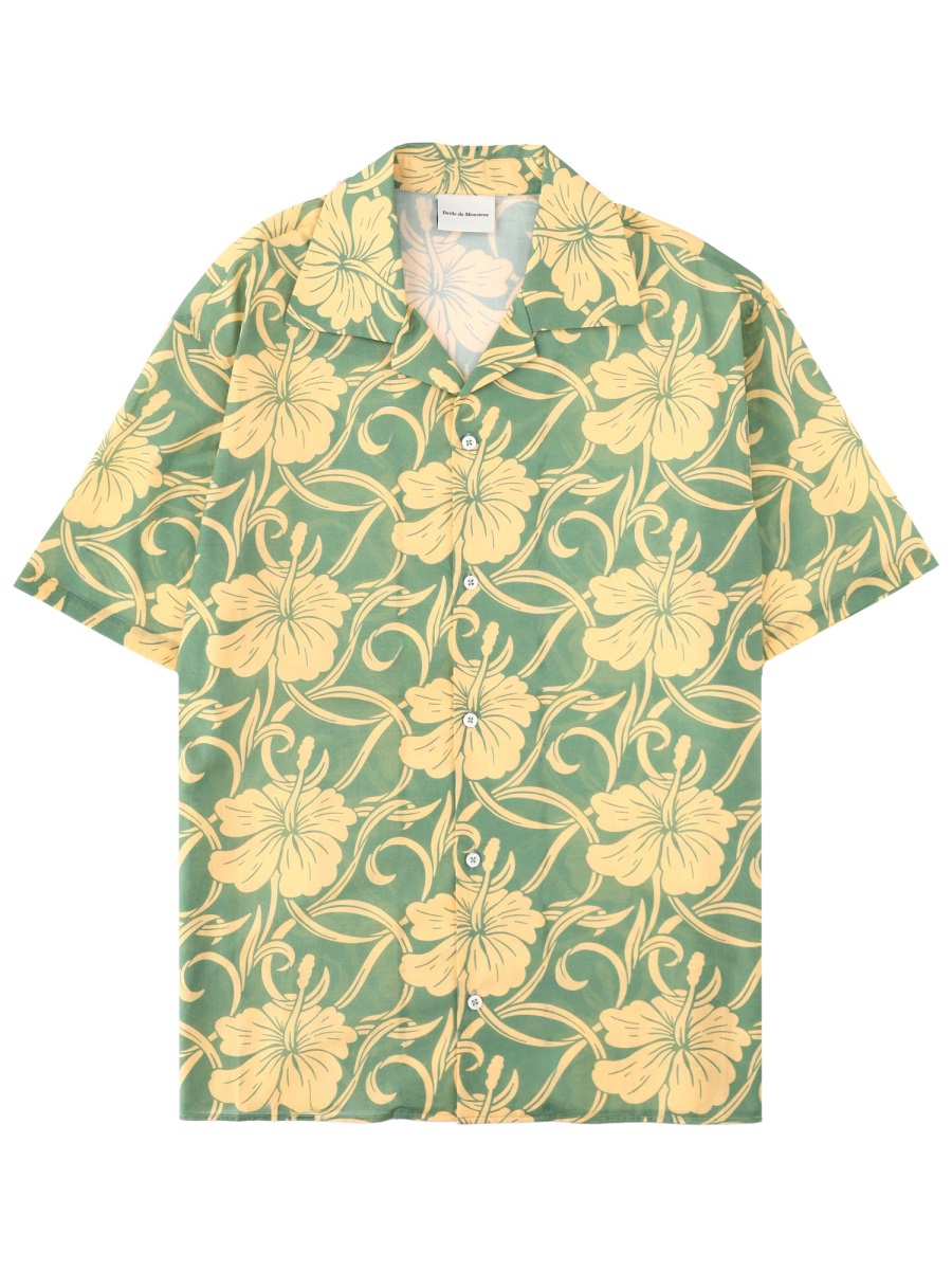 Drôle de Monsieur Hibiscus Floral Boxy Shirt Neutraal