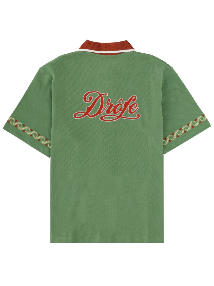 Drôle de Monsieur Muted Green Slogan D Logo Shirt Groen