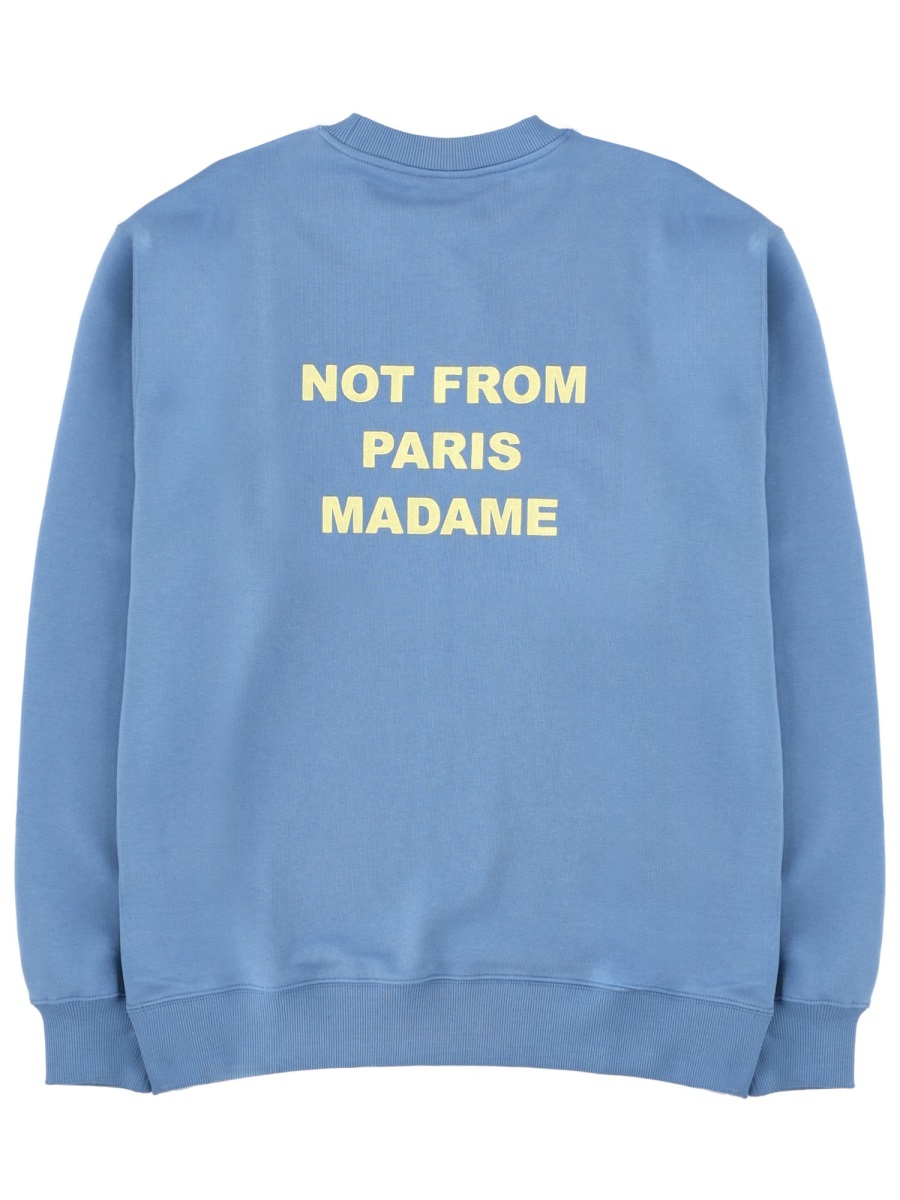 Drôle de Monsieur Slogan Blue Soft Ribbed Sweatshirt Blauw