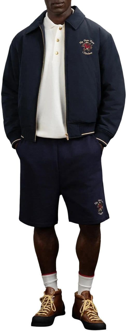 Drôle de Monsieur Heren Bomber Slogan Rose Blauw