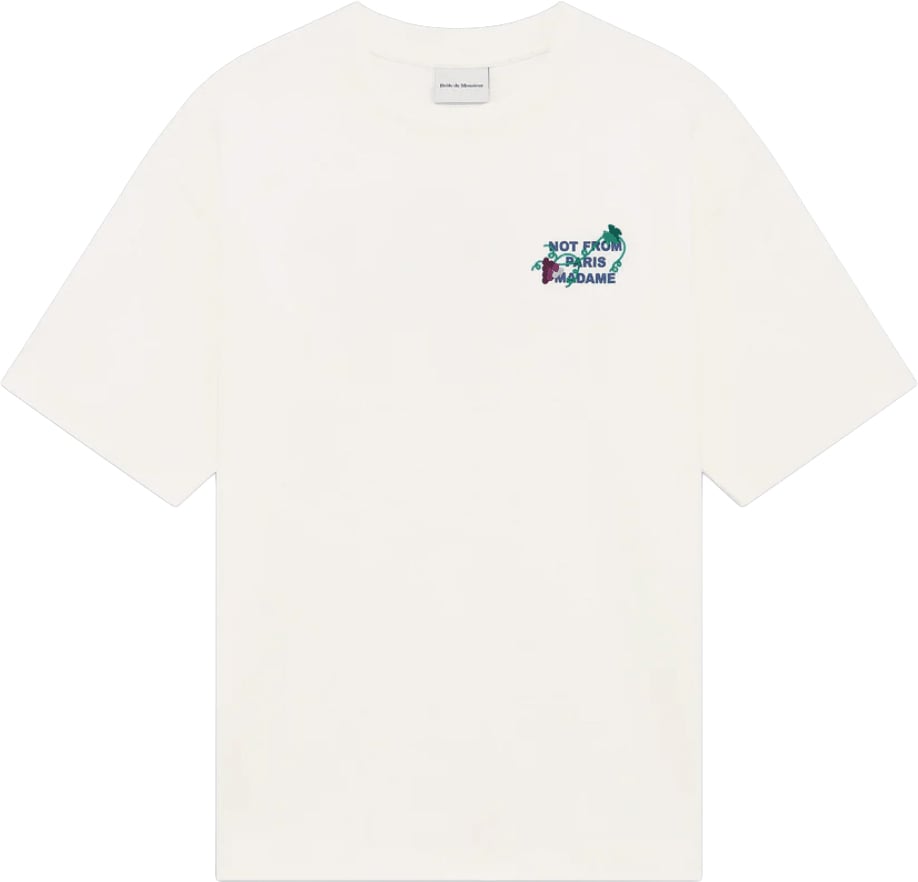 Drôle de Monsieur VINE EMBROIDERY SLOGAN T-SHIRT Wit
