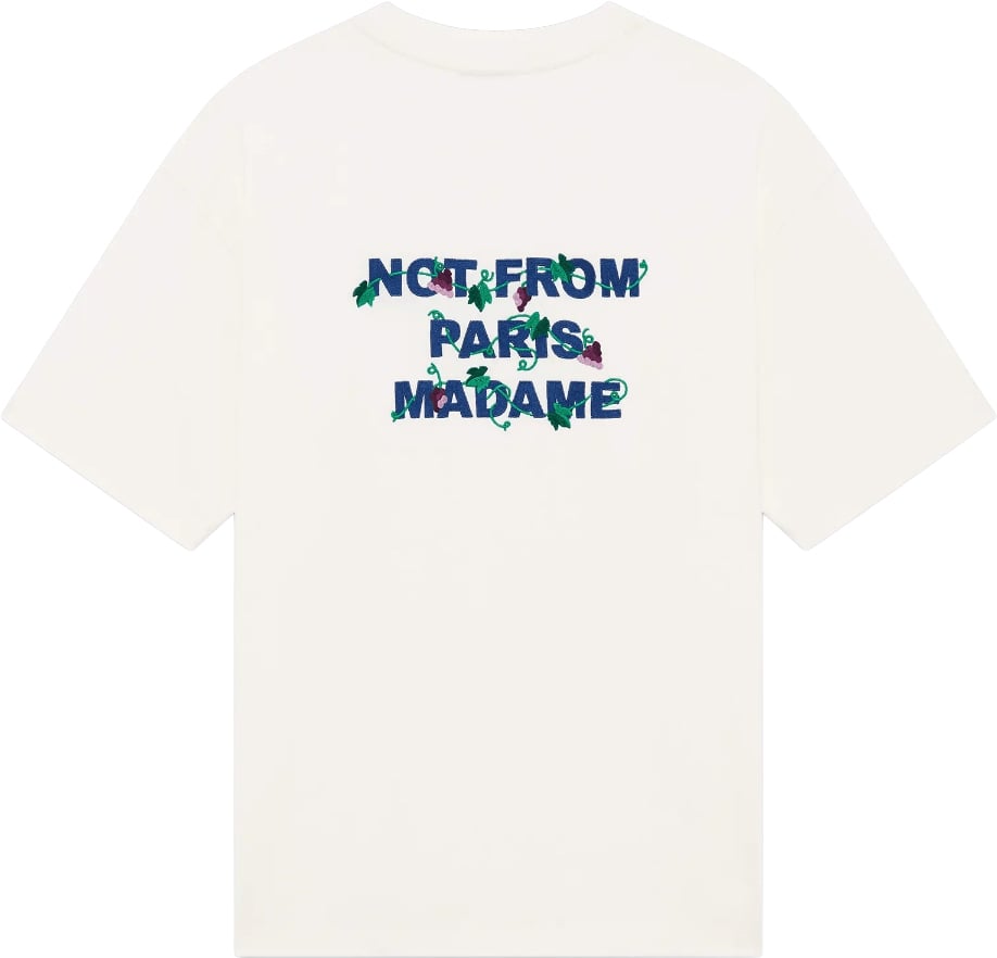 Drôle de Monsieur VINE EMBROIDERY SLOGAN T-SHIRT Wit