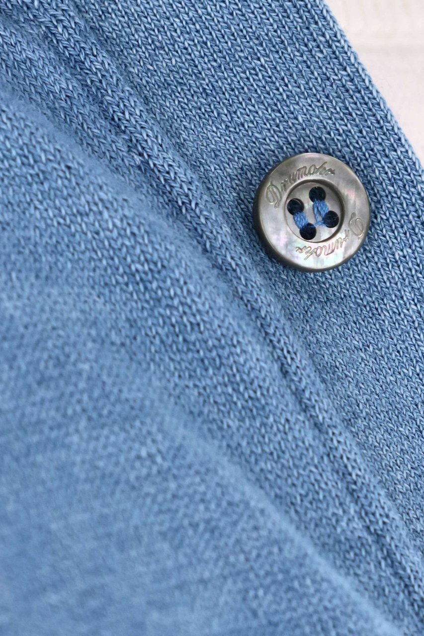 Drumohr Long Sleeve Brushed Denim Shirt Blauw