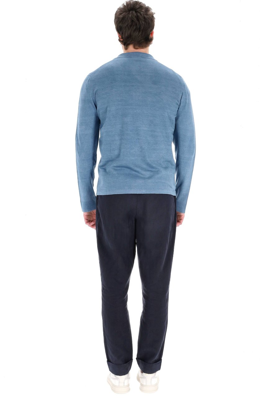 Drumohr Long Sleeve Brushed Denim Shirt Blauw