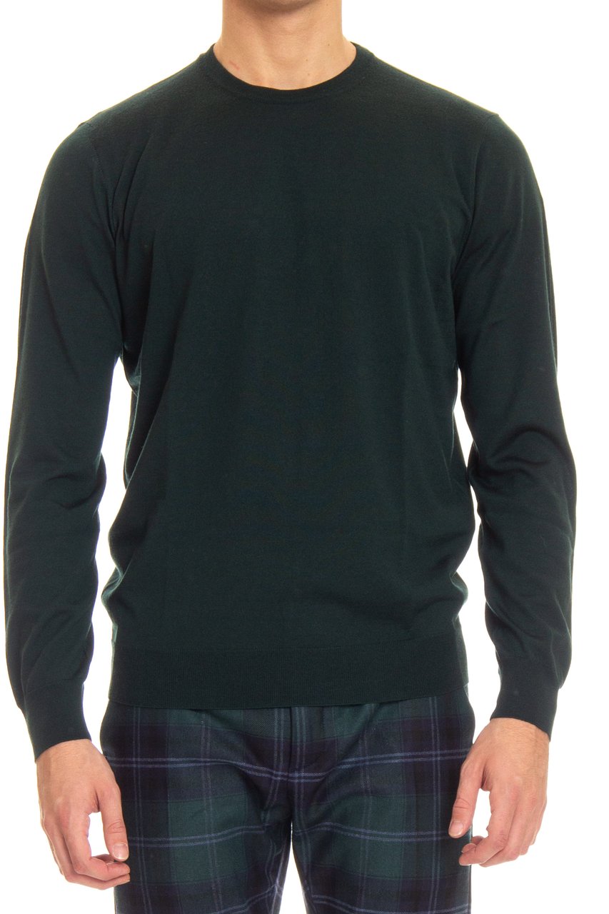 Drumohr Extrafine Super 140's Wool Crewneck Sweater Zwart